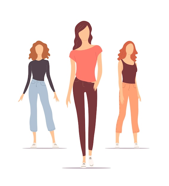Ilustración de una hermosa chica moderna en ropa de verano