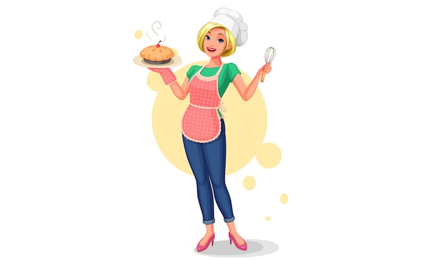 Vector ilustración hermosa de la esposa del jefe de la casa