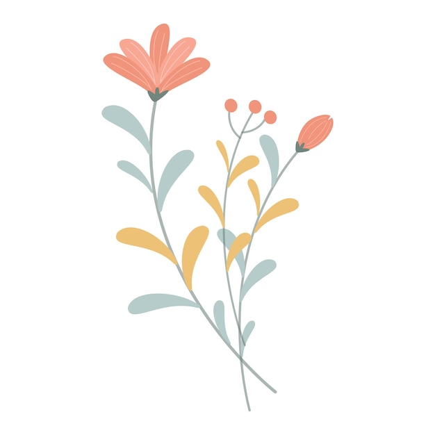 Ilustración de una hermosa flor de primavera sobre un fondo blanco dibujada a mano
