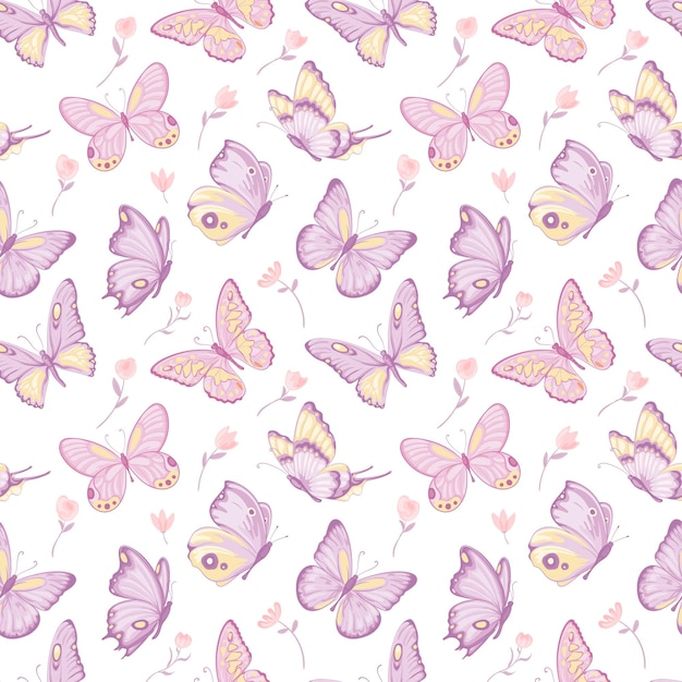 Ilustración Hermosa mariposa y flor botánica hoja de patrones sin fisuras para el amor boda día de San Valentín o arreglo invitación diseño tarjeta de felicitación