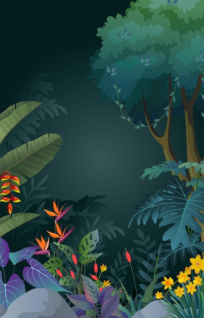 Ilustración de un hermoso fondo de bosque tropical