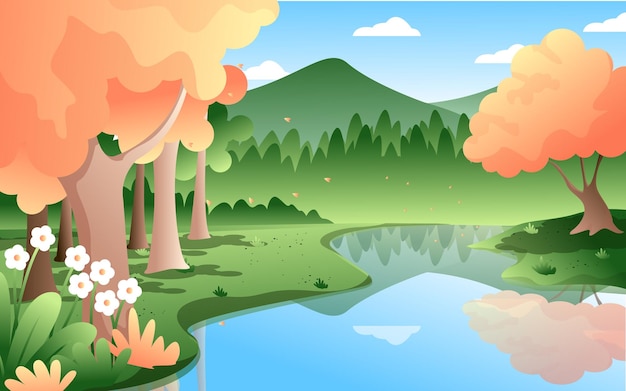 ilustración de un hermoso paisaje durante el día
