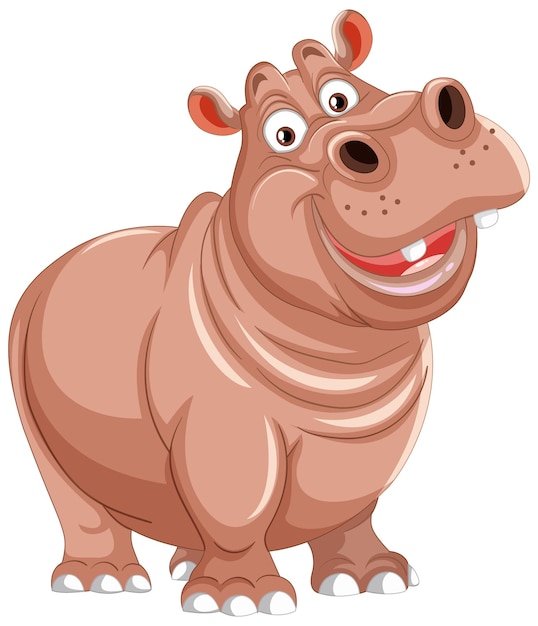 Vector ilustración de un hipopótamo animado alegre