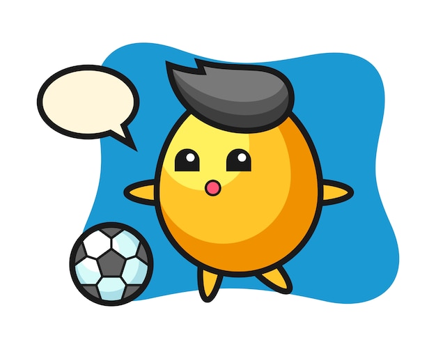 La ilustración de la historieta del huevo de oro está jugando al fútbol, diseño lindo del estilo