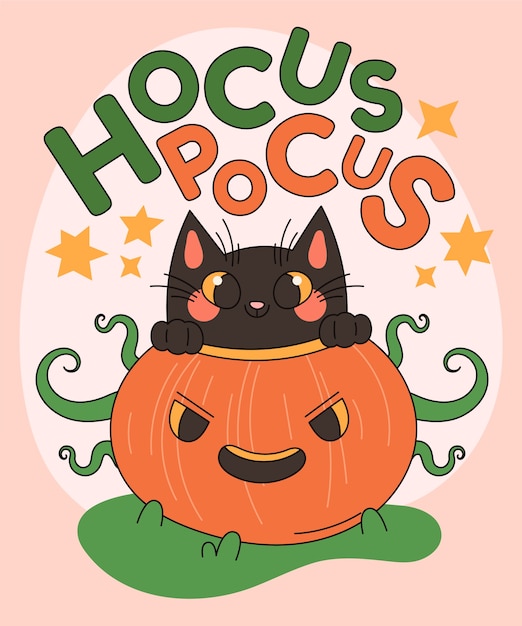 Vector ilustración de hocus pocus de celebración de halloween