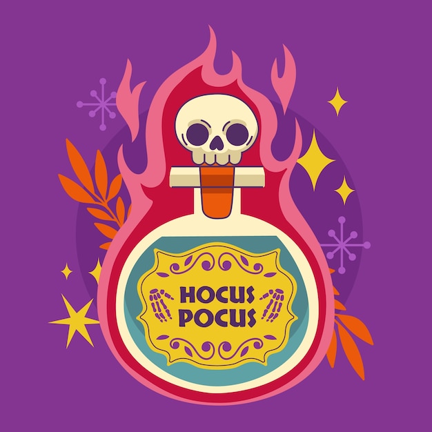 Vector ilustración de hocus pocus dibujado a mano