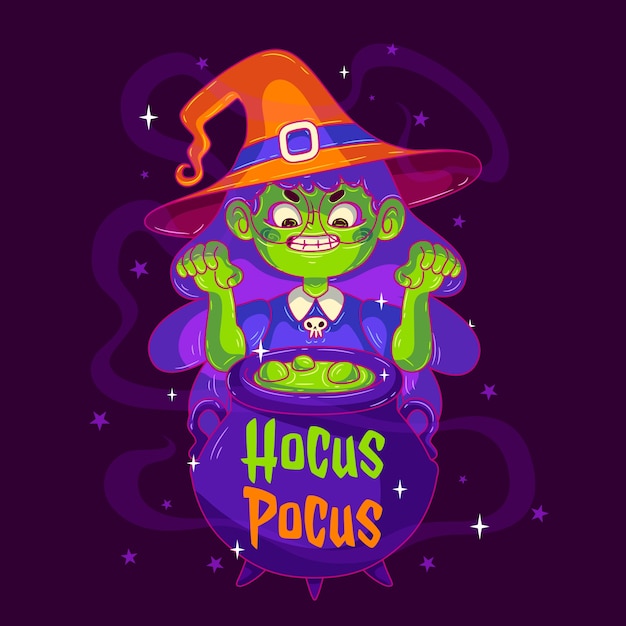 Ilustración de hocus pocus de halloween