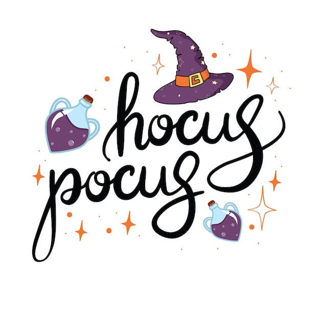 Ilustración de hocus pocus con letras