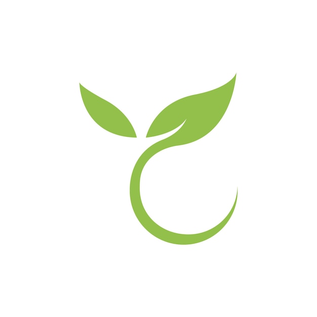 Ilustración de hoja verde diseño plano del icono del logotipo de la naturaleza