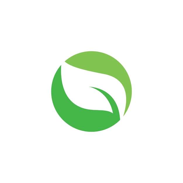 Ilustración de hoja verde diseño plano del icono del logotipo de la naturaleza