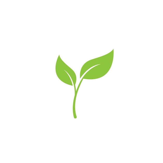 Ilustración de hoja verde diseño plano del icono del logotipo de la naturaleza