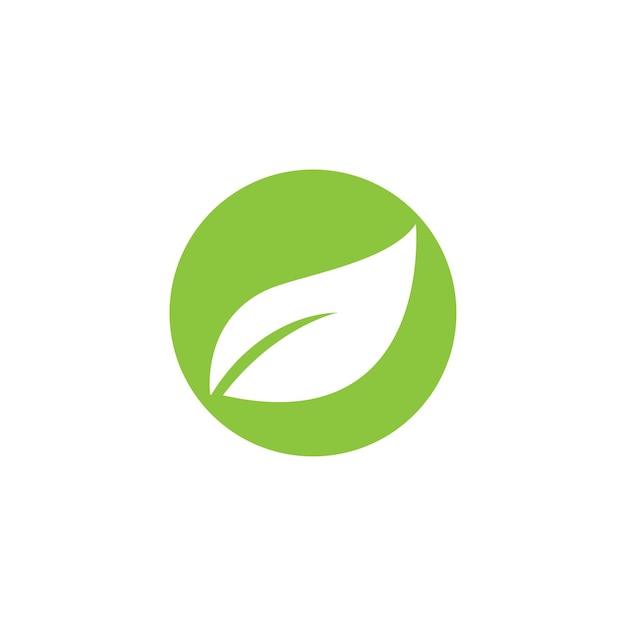 Ilustración de hoja verde diseño plano del icono del logotipo de la naturaleza
