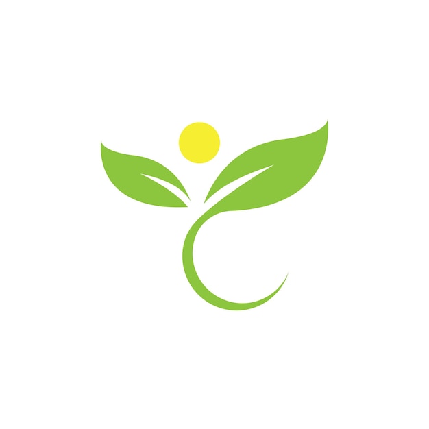 Ilustración de hoja verde diseño plano del icono del logotipo de la naturaleza