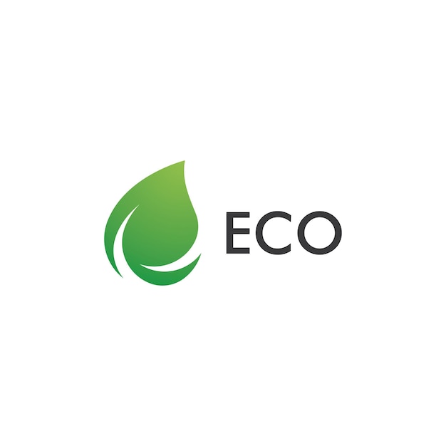 Vector ilustración de hoja verde diseño plano del icono del logotipo de la naturaleza