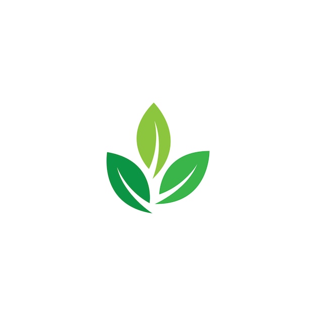 Ilustración de hoja verde diseño plano del icono del logotipo de la naturaleza