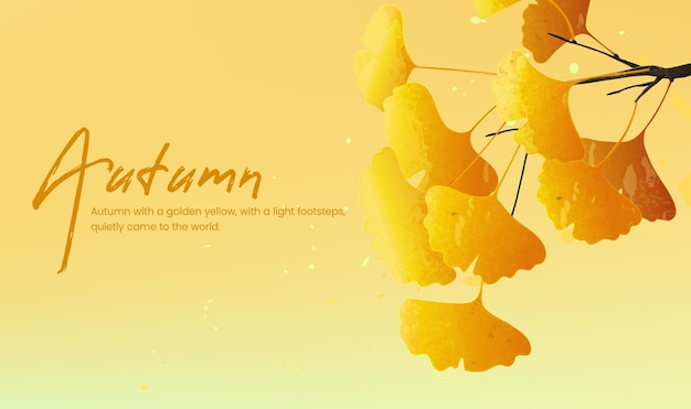 Ilustración de hojas amarillas de otoño en acuarela