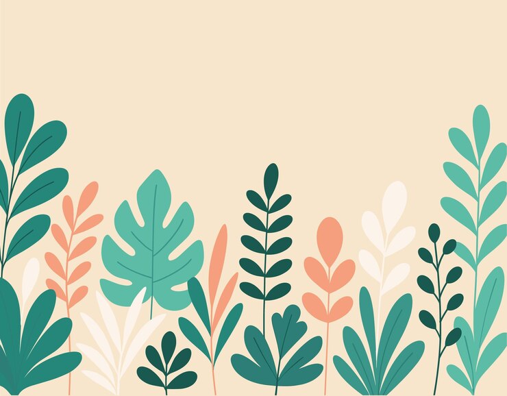 Ilustración de hojas de colores Fondo botánico plano con hojas de color en fondo beige