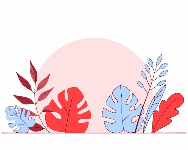 Ilustración de hojas tropicales monocromáticas