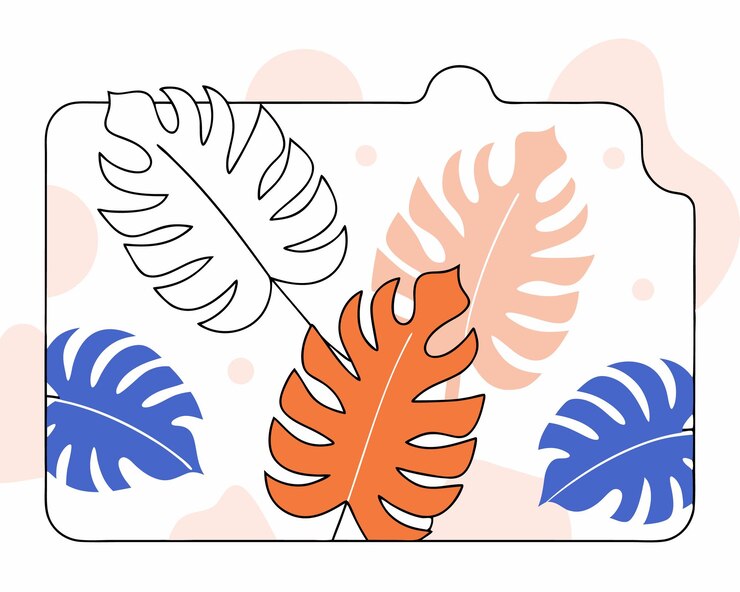 Vector ilustración de hojas tropicales monocromáticas
