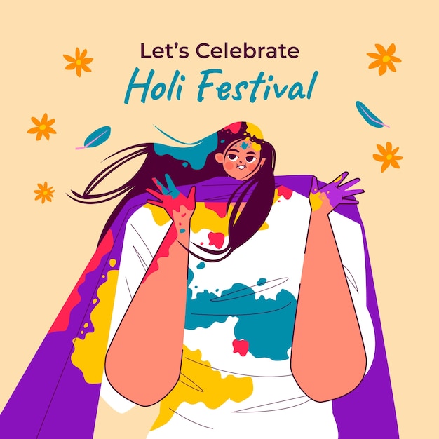 La ilustración de Holi es plana.