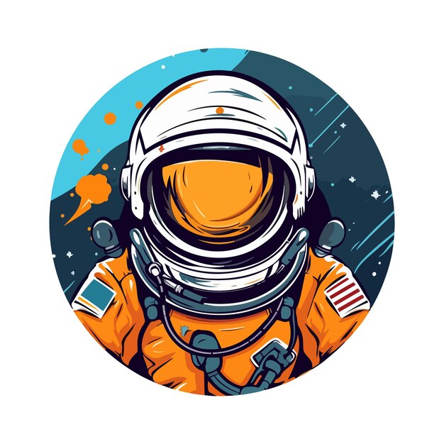 Ilustración de hombre astronauta y nave espacial