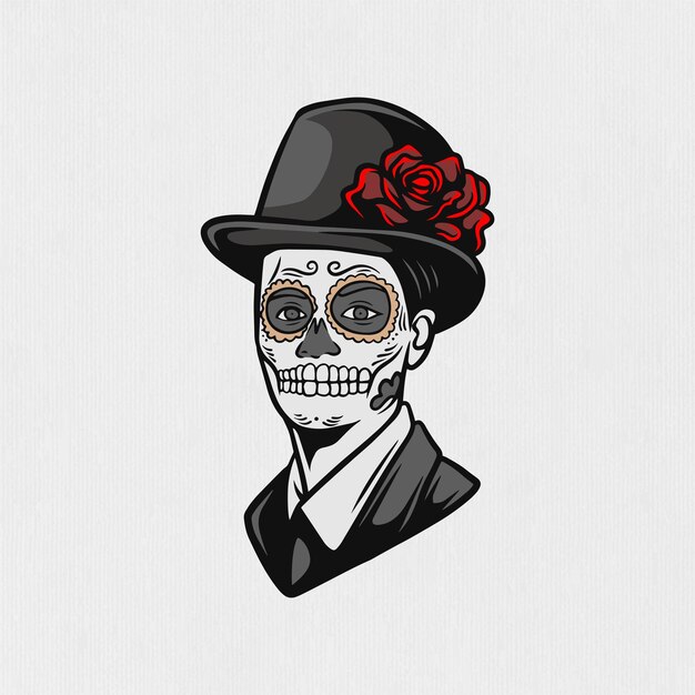 Vector ilustración de un hombre con disfraz de muerte para el día de los muertos