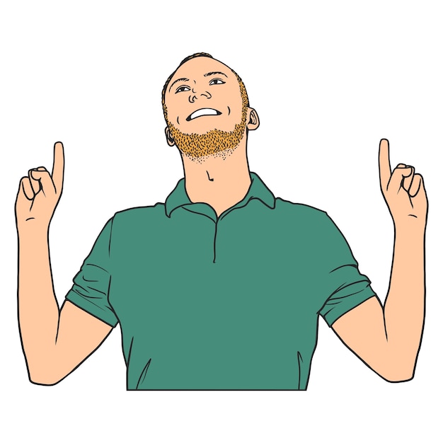 Vector ilustración de un hombre feliz y agradecido