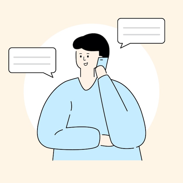 Ilustración de un hombre hablando por teléfono