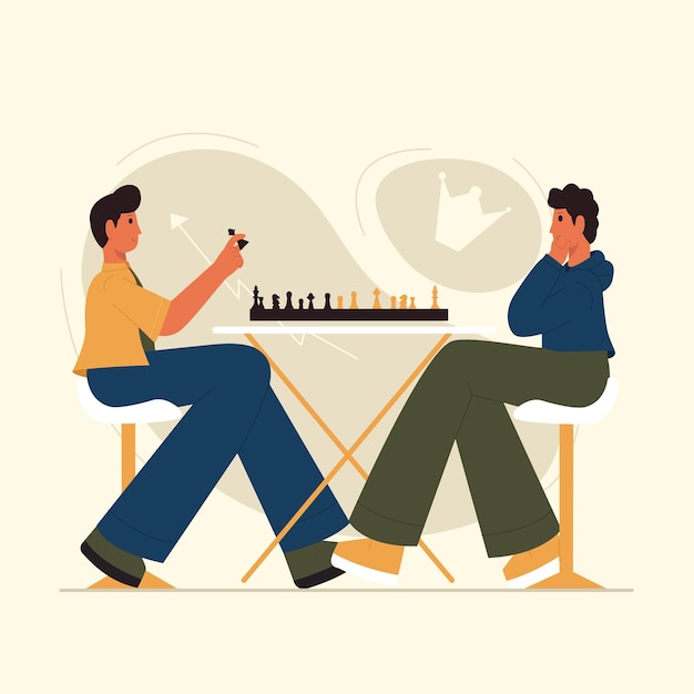 Ilustración hombre jugando al ajedrez