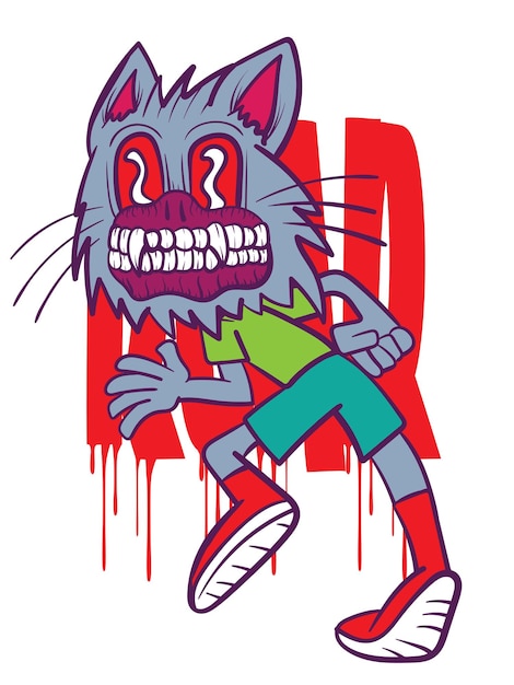 Ilustración de hombre lobo con estilo japonés para el evento kaijune