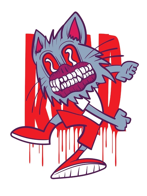 Ilustración de hombre lobo con estilo japonés para el evento kaijune