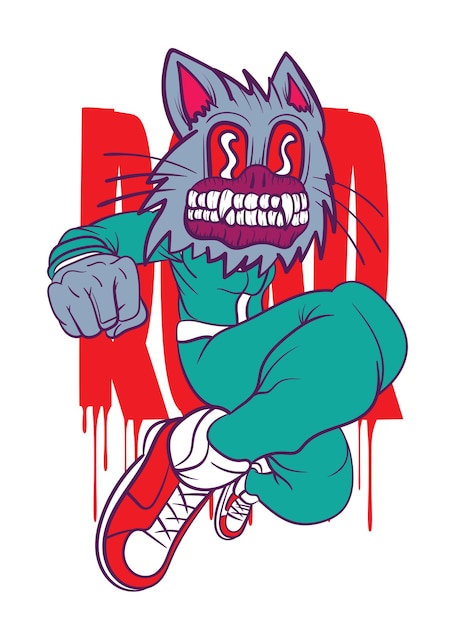 Ilustración de hombre lobo con estilo japonés para el evento kaijune