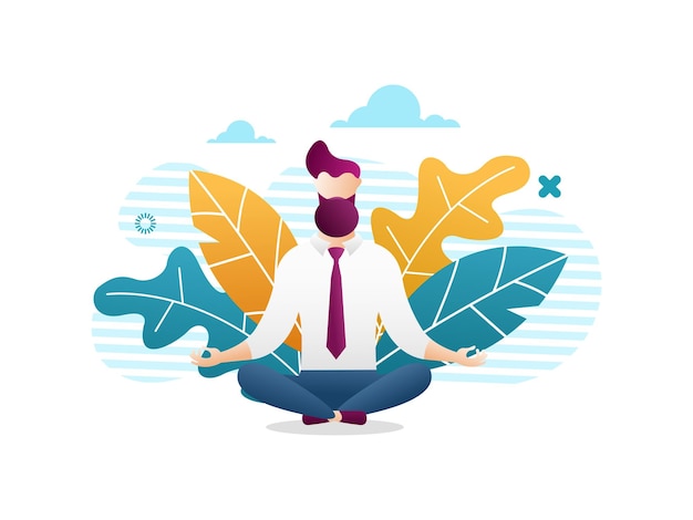 Ilustración de hombre de negocios masculino meditando