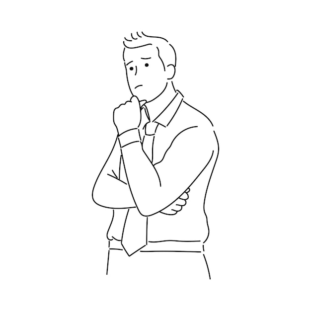 Ilustración de un hombre de negocios o un profesional que trabaja en un vector de arte lineal
