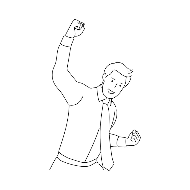 Ilustración de un hombre de negocios o un profesional que trabaja en un vector de arte lineal