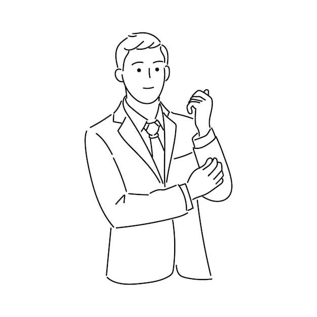 Ilustración de un hombre de negocios o un profesional que trabaja en un vector de arte lineal