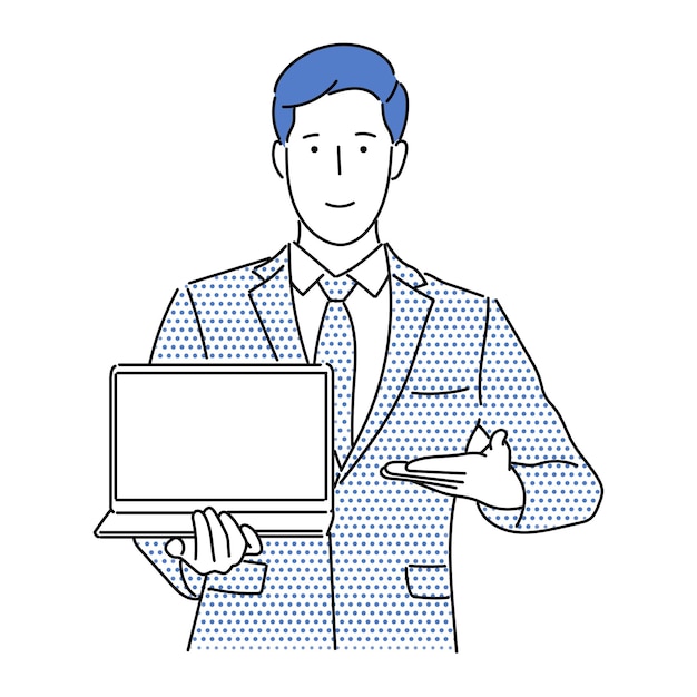 Ilustración de un hombre de negocios o un profesional que trabaja en un vector de arte lineal