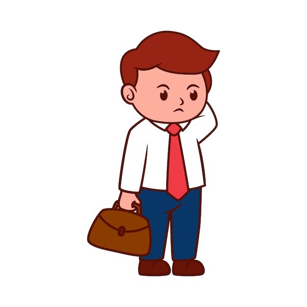 Ilustración de un hombre de negocios pensando mientras sostiene una bolsa