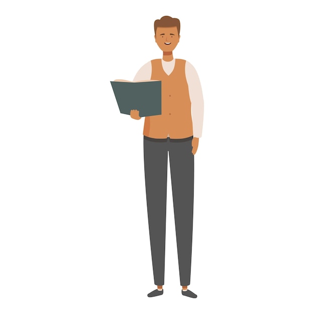 Ilustración de un hombre de negocios sonriente de pie con confianza con una carpeta
