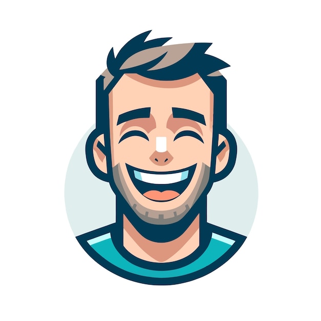 Ilustración de un hombre riendo de alegría