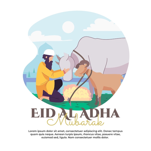 Ilustración de un hombre sincero para sacrificar en eid aladha