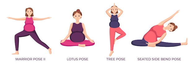 Vector ilustración de hombres y mujeres haciendo ejercicios de postura de yoga