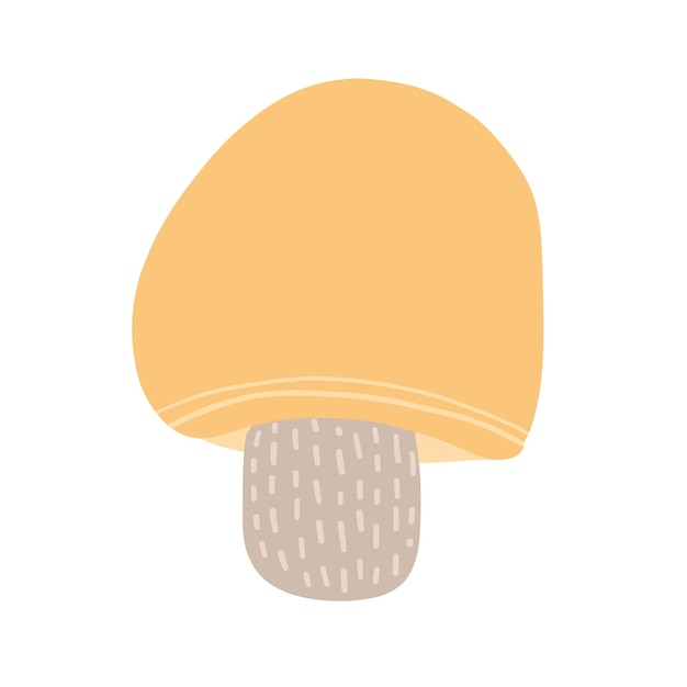 Ilustración de un hongo amarillo con tapa redondeada y un tallo marrón texturizado el simple y estilizado