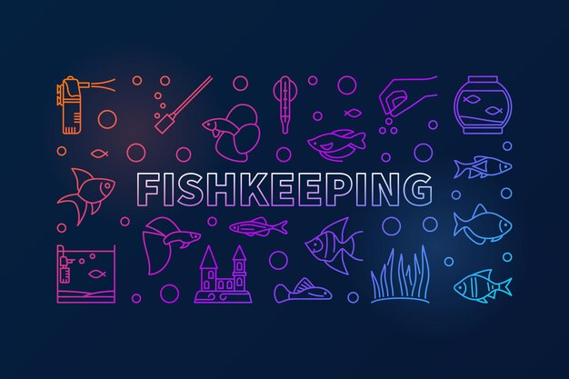 Ilustración horizontal del concepto de vector de color de pesca