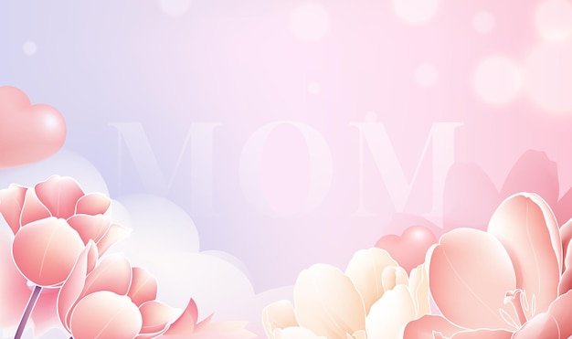 Ilustración horizontal del Día de la Madre con fondo floral