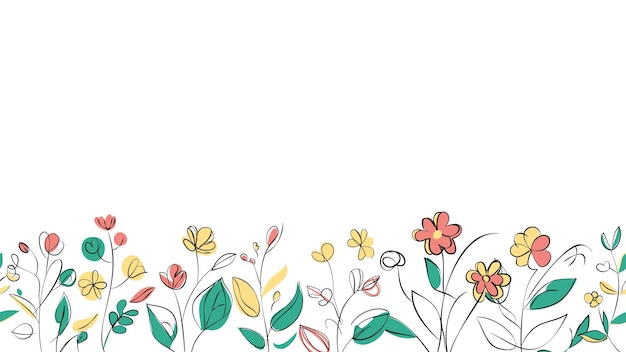Ilustración horizontal de vector plano botánico colorido primavera sobre fondo blanco