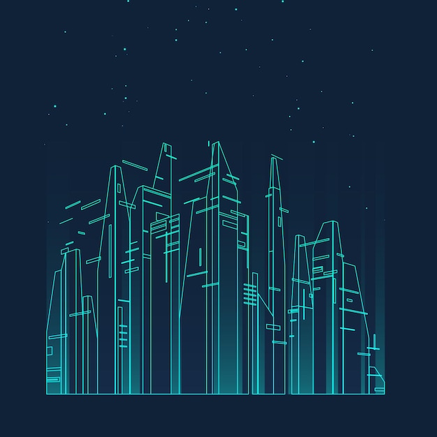 Ilustración del horizonte de la ciudad futura