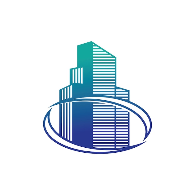 Ilustración de horizonte de ciudad moderna en diseño plano
