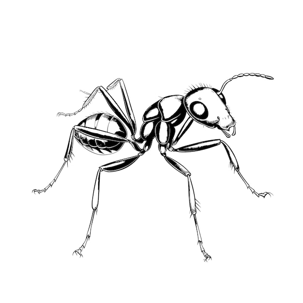 Vector ilustración de hormiga dibujada a mano