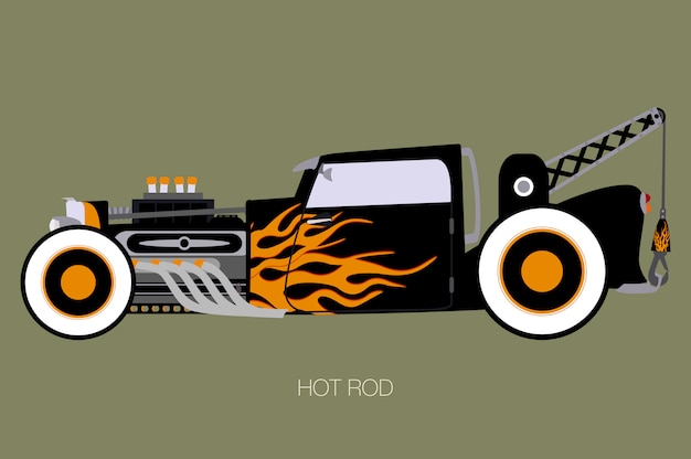 Vector ilustración de hot rod de grúa clásica